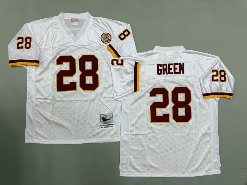 Men 2025 Washington Redskins 28 Green white Throwback Limited NFL Jersey style 002
